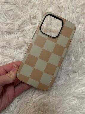 Casely IPhone 15 Pro Case Neutral Checkered iPhone Case Casely Case